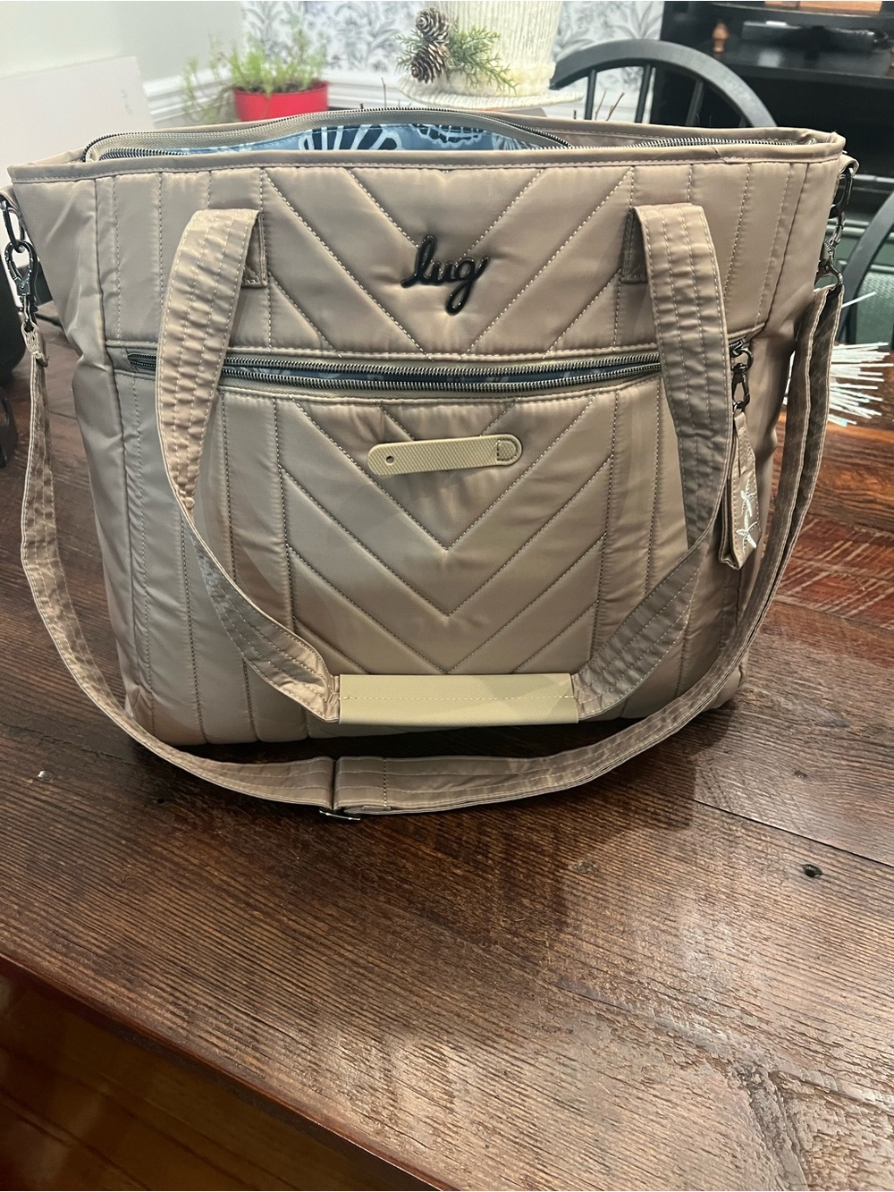 lug Quilted Tote Bag in Taupe